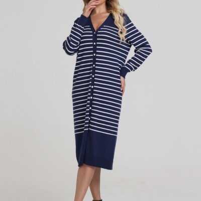 Women 525 America  | Marianne: Stripe Button Down Long Cardigan