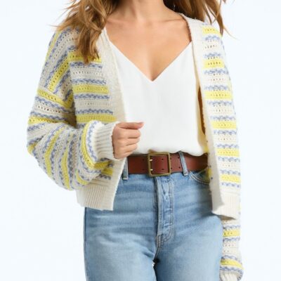 Women 525 America  | Crimped Cardigan Chalk Multi