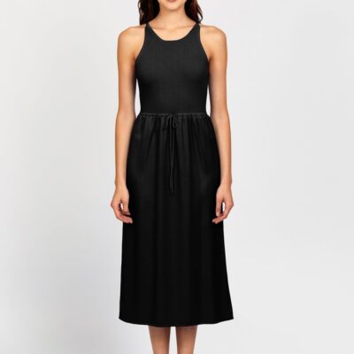 Women 525 America  | Deanna: Mixed Media Midi Dress Black