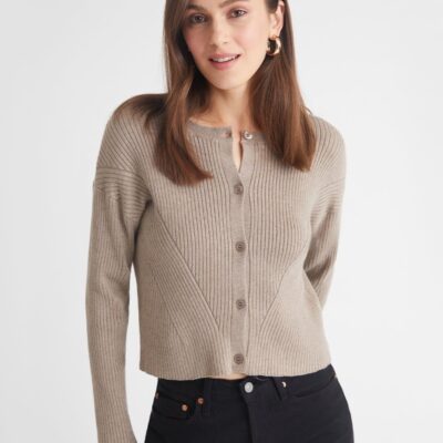 Women 525 America  | Rhea: Rib Crewneck Button Front Cardigan