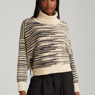 Women 525 America  | Edie: Marl Chunky Turtleneck Pullover Cream Multi