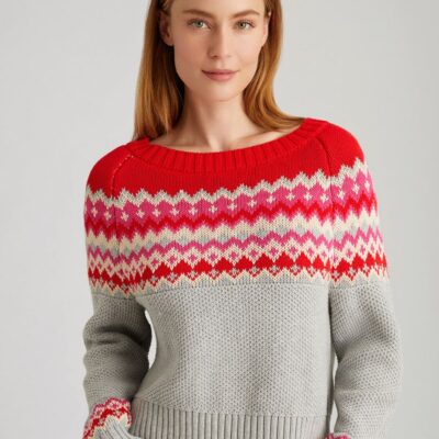 Women 525 America  | Jen: Fair Isle Sweater Medium Heather Grey Multi