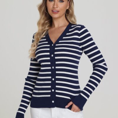 Women 525 America  | Ava: Stripe Button Down Cardigan