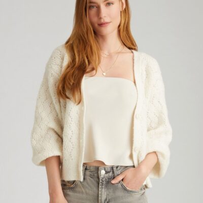 Women 525 America  | Celeste: Boucle Cable Cardigan Chalk