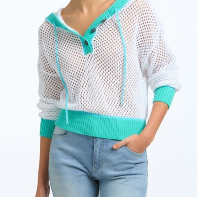 Women 525 America  | Crochet Colorblock Hoodie