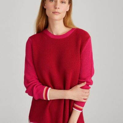 Women 525 America  | Emma: Tipped Crewneck Shaker Stitch Sweater