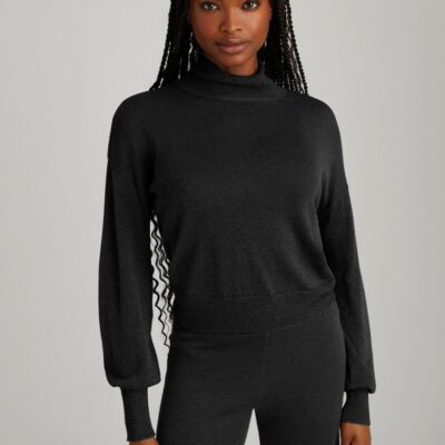 Women 525 America  | Kate: Metallic Mockneck Top Black