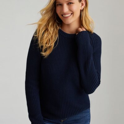 Women 525 America  | Jane: Cotton Shaker Stitch Raglan Sleeve Sweater