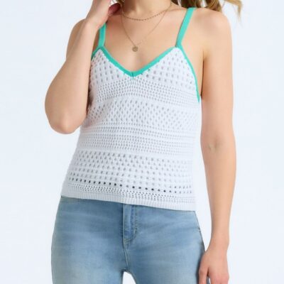 Women 525 America  | Samantha: Crochet Tank Bleach White Multi