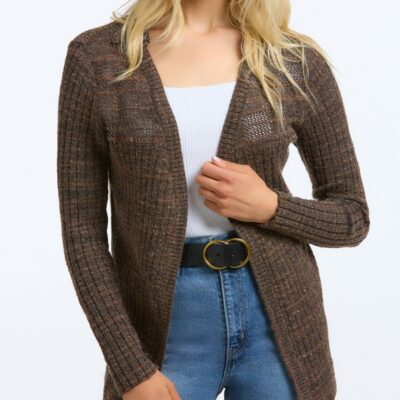 Women 525 America  | Cora: Open Stitch Cardigan Mink Multi