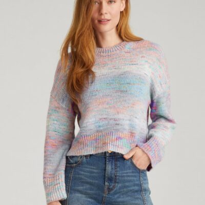 Women 525 America  | Liyan: Space Dye Crewneck Pullover Lagoon Multi