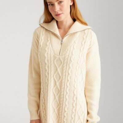 Women 525 America  | Golli: Cable Half-Zip Sweater Cream