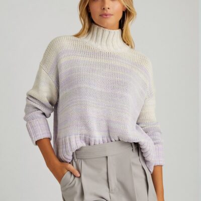 Women 525 America  | Blair: Ombre Mockneck Pullover Purple Rose Multi