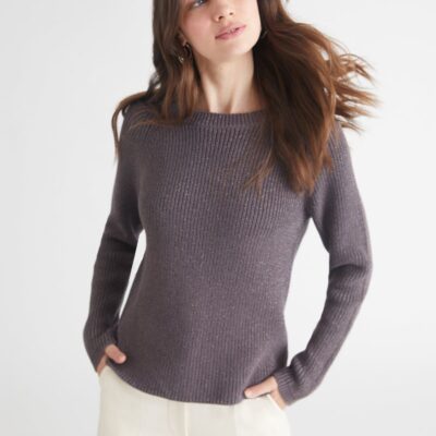 Women 525 America  | Jane: Metallic Creweneck Sweater Charcoal