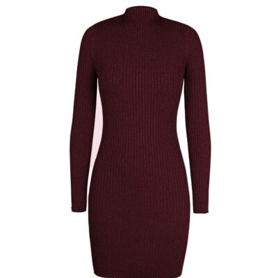 Women 525 America  | Mabel: Metallic Mockneck Dress Oxblood