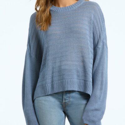 Women 525 America  | Aria: Open Stitch Crewneck Sweater