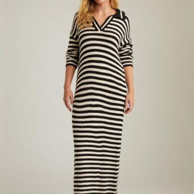 Women 525 America  | Raya: Stripe Polo Dress Black Multi