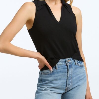 Women 525 America  | Polo V-Neck Tank Black